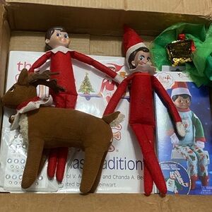 Red Elf Dolls with Reindeer